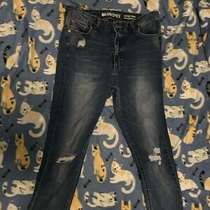 Cute High Waist Skinny Jeans, Vintage and Recycled design holes in knees